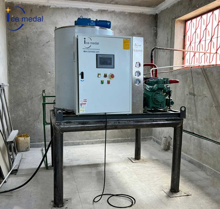 Ice machine Tanzania Máy làm đá vảy làm mát không khí 5 tấn tại ngư trường Tanzania