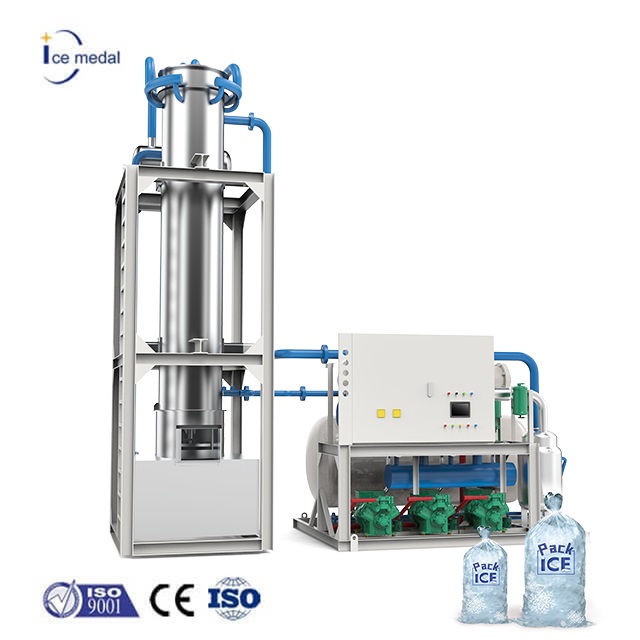 Dây chuyền sản xuất đá ống tự động đầy đủ với hệ thống đóng gói cho nhà máy đá ăn được