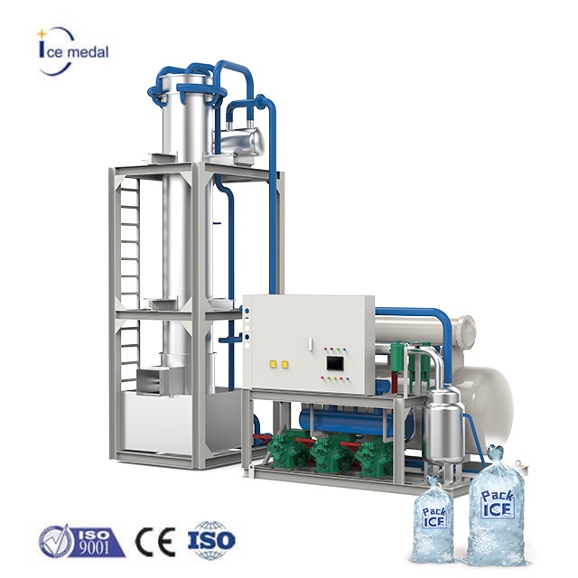 Dây chuyền sản xuất đá ống tự động đầy đủ với hệ thống đóng gói cho nhà máy đá ăn được