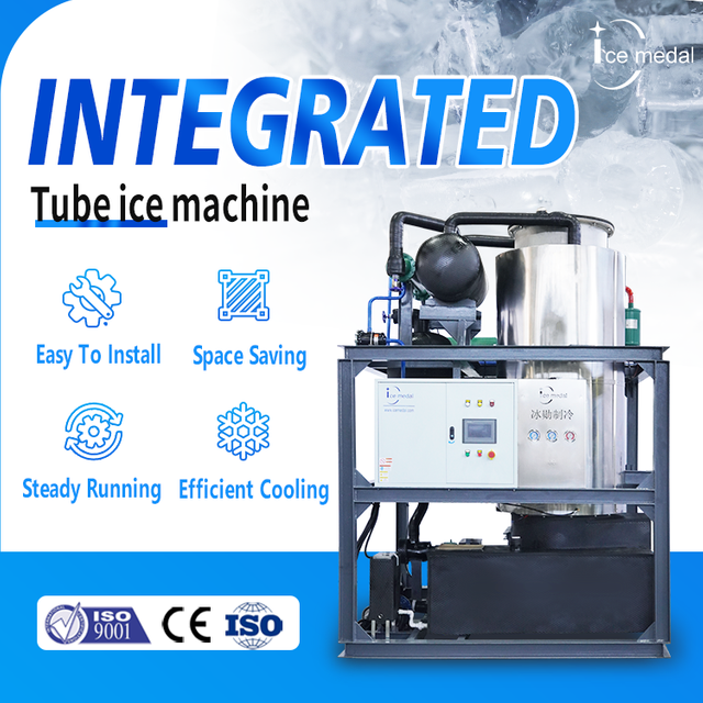 15T Máy băng ống tích hợp Indonesia Giá cho ngành chế biến thực phẩm / Đồ uống lạnh